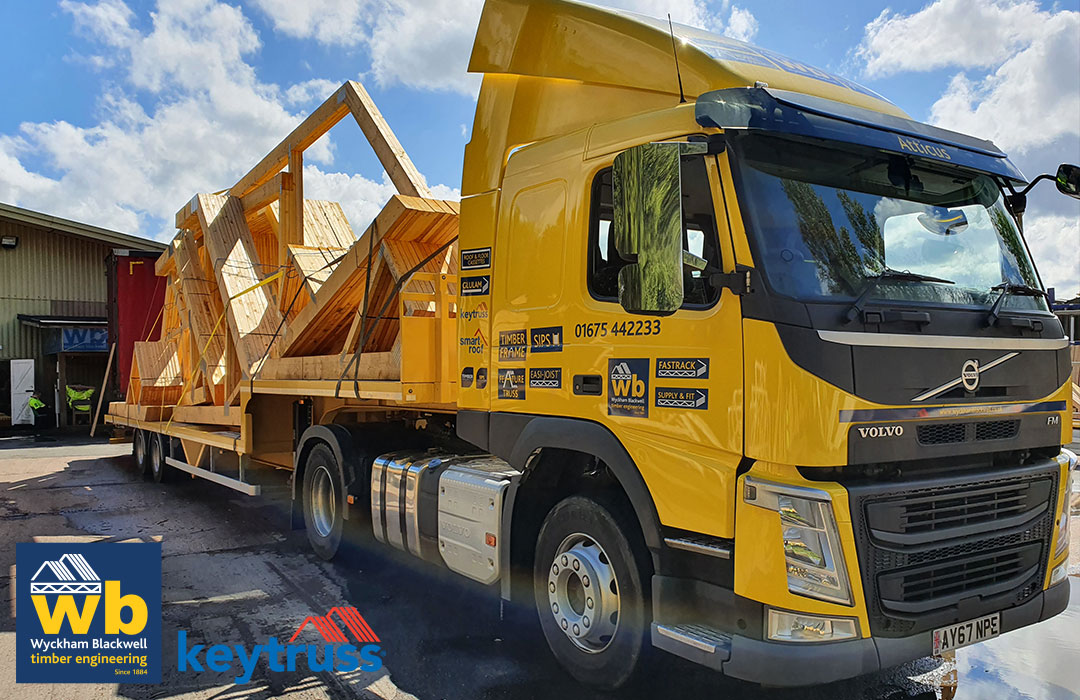 Full Load of 12.5m Span Flat Top Attic Trusses with Open Ended Mono Attic Hip Ends