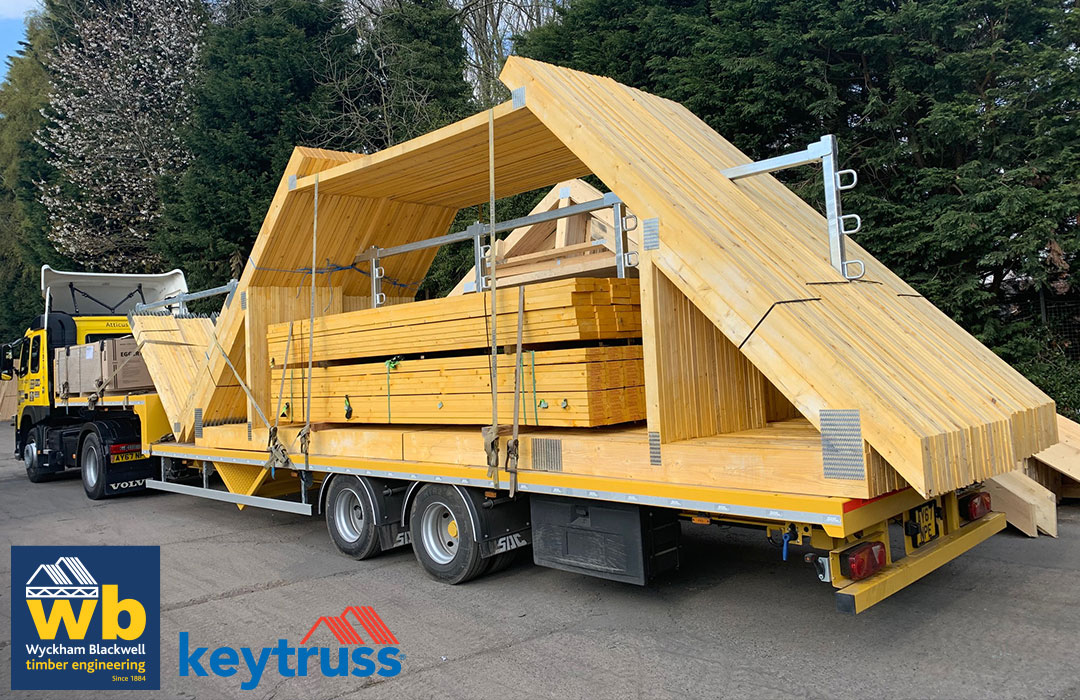 Full Load of 9m Span Field Splice Top Hat Attic Trusses ready for delivery 100% On Time In Full