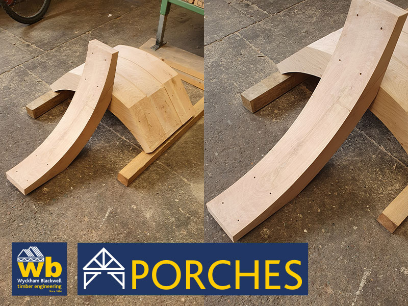 Hand Machined 150mm x 300mm Curved Oak Braces cut this week to complete an Oak Car Port