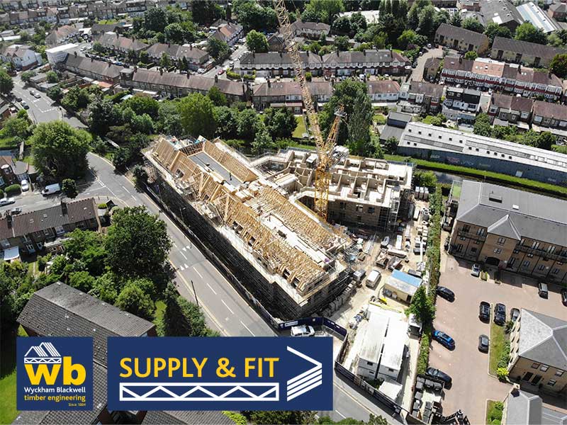 Supply & Fit of Raised Tie, Dual Pitch Trusses and Integrated Box Beam Flat Roof all 100% On Time and On Schedule for a 82 Bedroom Care Home in Enfield