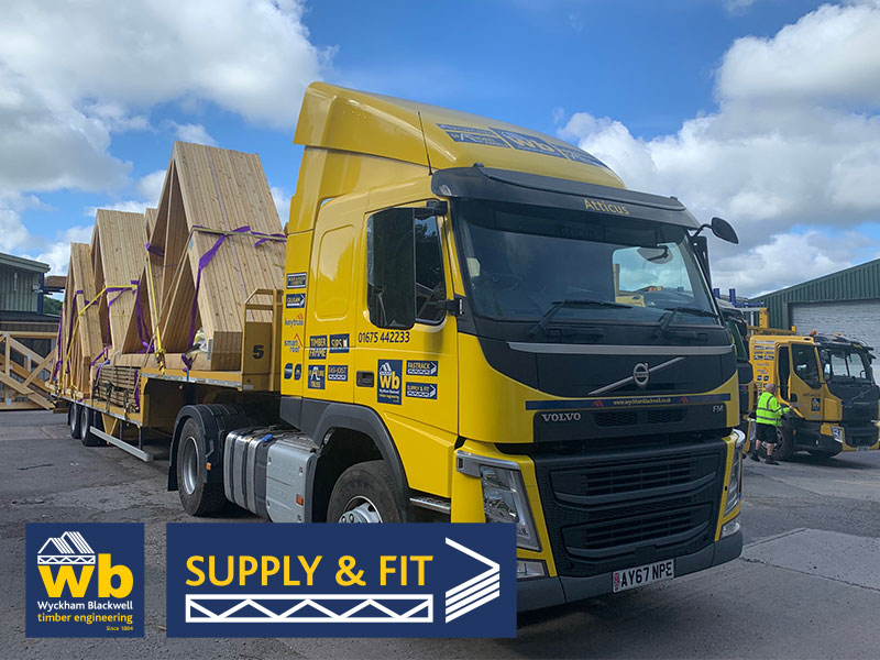 Two Full Loads of Raised Tie Trusses Delivered 100% On Time In Full for the next Phase of an 82 Bed Care Home Wyckham Blackwell Supply & Fit Roof installation in Enfield