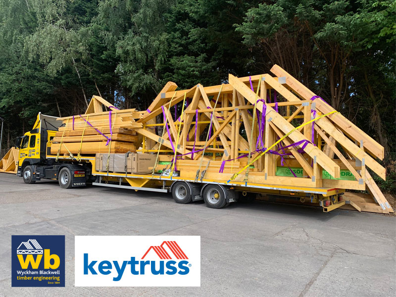 Full load of Top Hat 10m Span Attic Trusses, Half Attics and Box Beam Girder supports all ready for delivery today for a large New Build House in Scunthorpe 100% On Time In Full – 08/08/22