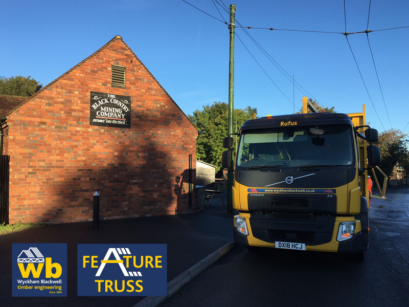 Bespoke Oak Feature Trusses delivered this week for a new brick manufacturing building in the Black Country Living Museum
