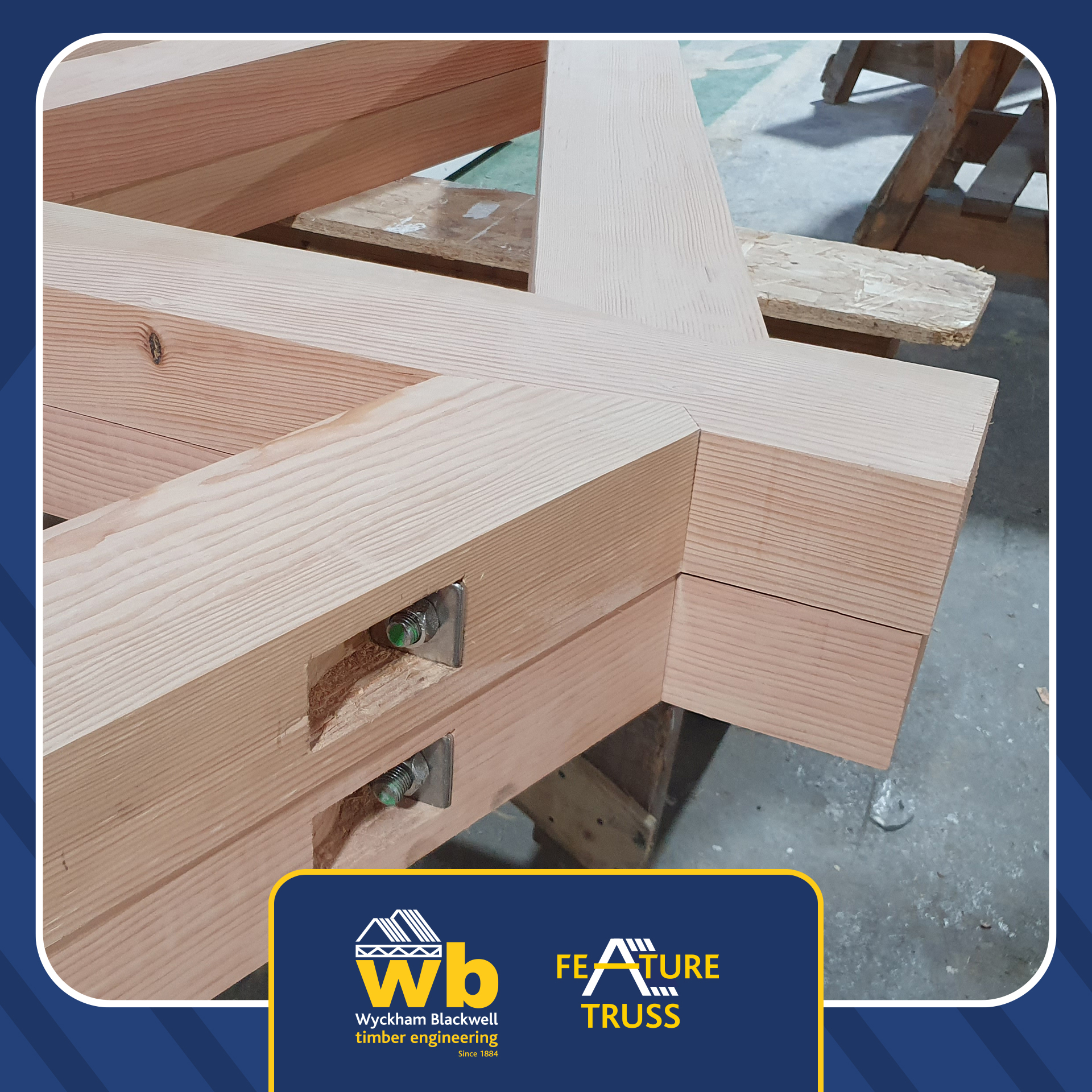Douglas Fir Structural Feature Trusses in Production this week at Wyckham Blackwell