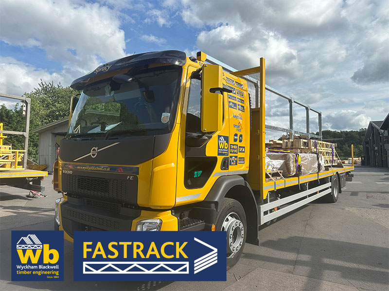 Our latest new Volvo 18 tonne Roof Truss delivery HGV “Sprucy” has now arrived at Wyckham Blackwell and is making deliveries to help us achieve our 100% On Time In Full service target.
