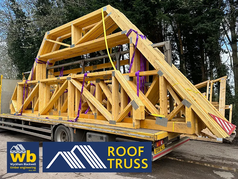 Full Load of Flat Roof, Tall Attic Trusses 16ft 2” (4.925m) ready for delivery this week 100% On Time In Full for a new house project in Stamford.