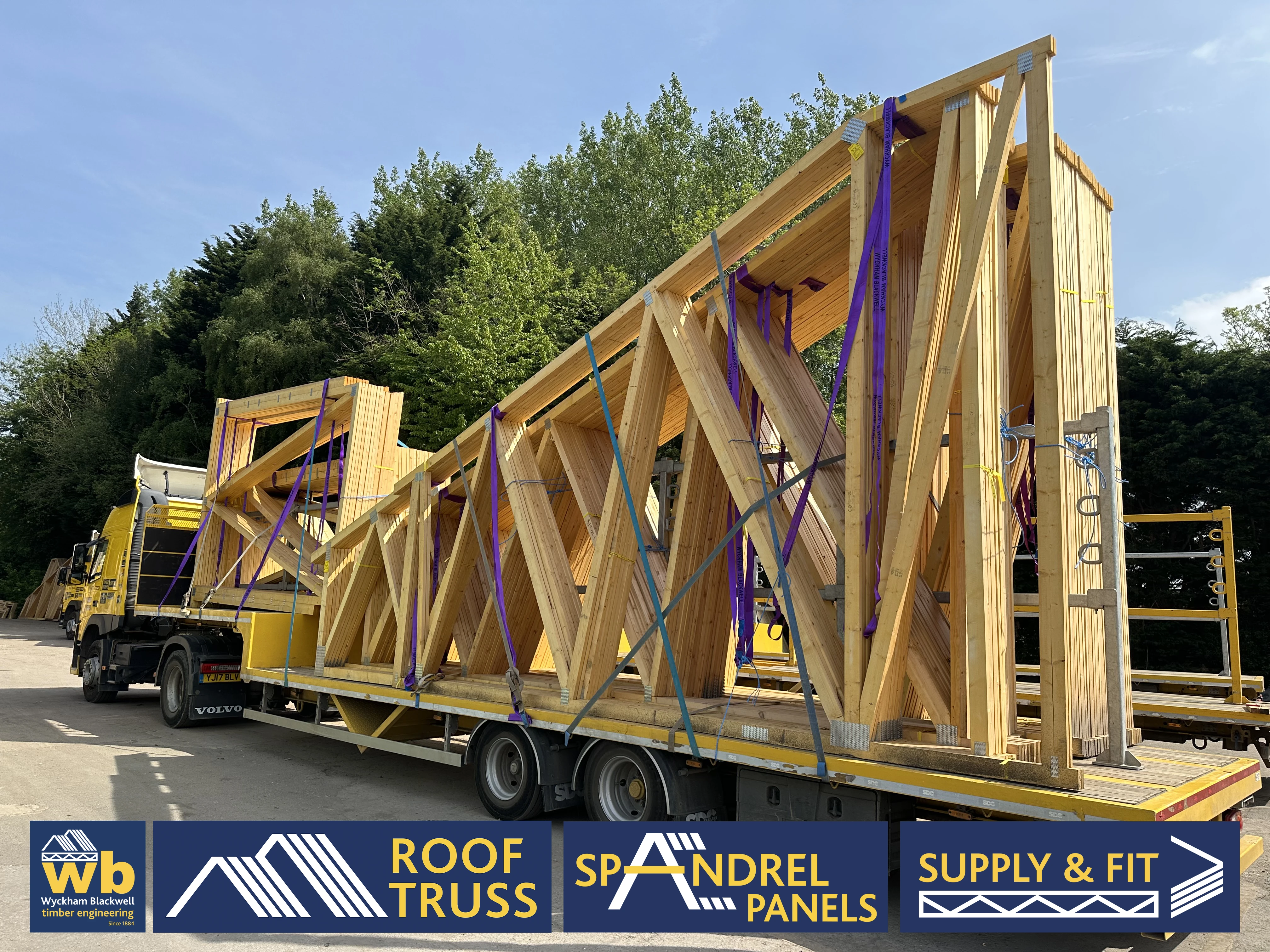 Another Full Load of Flat Top Mono Trusses, loaded for delivery, 100% On Time In Full, for a Care Home Apartment Block Development in Telford