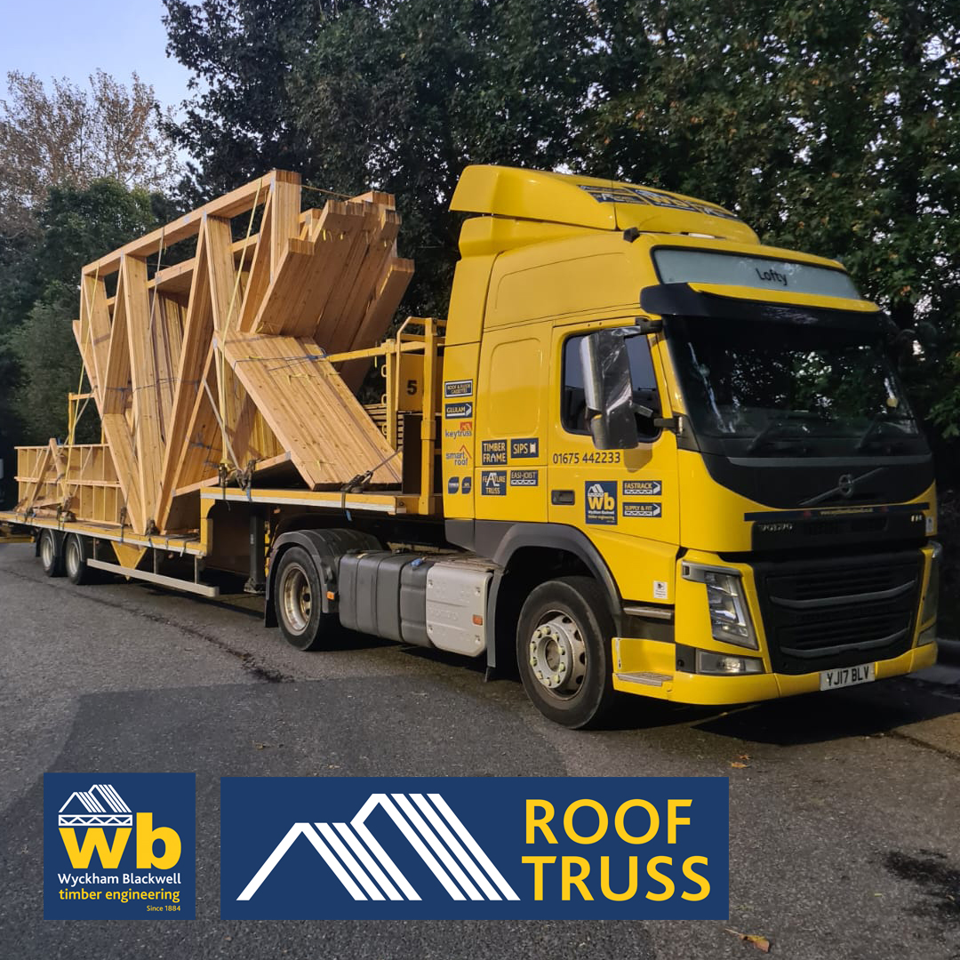 Full Load of 4.5m tall, Stub End Fink Trusses all inverted when loaded to allow delivery in one piece.
