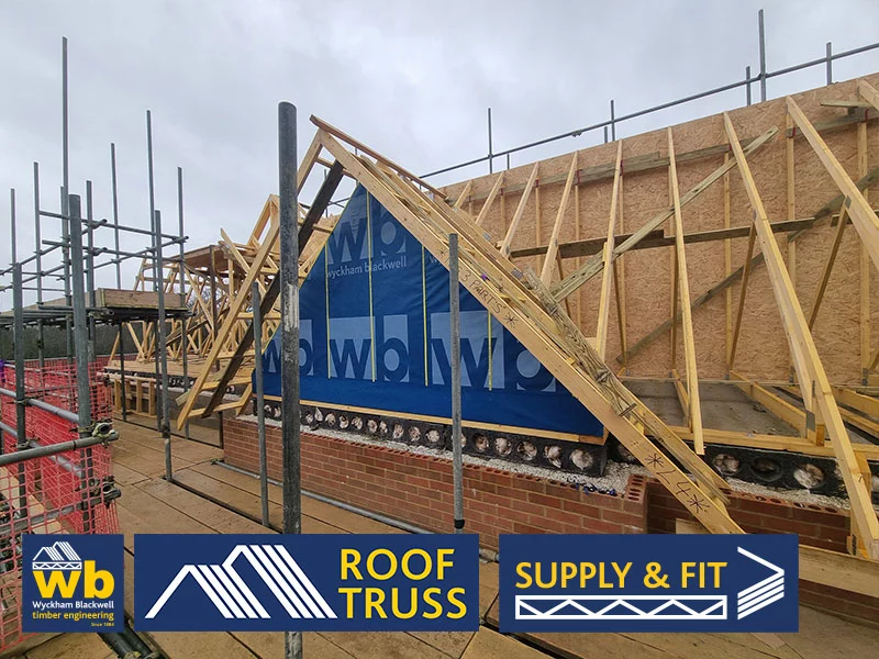 Progress well underway this week with the Installation of Dual Pitch Top Hat Trusses with integrated walkway, Gable Panels, Pre-Fabricated Soffit Support Frames, Spandrel Panels and REI 30 Minute Rated Second Floor Timber Frame Partition Panels for a 62 bedroom care home in Surrey