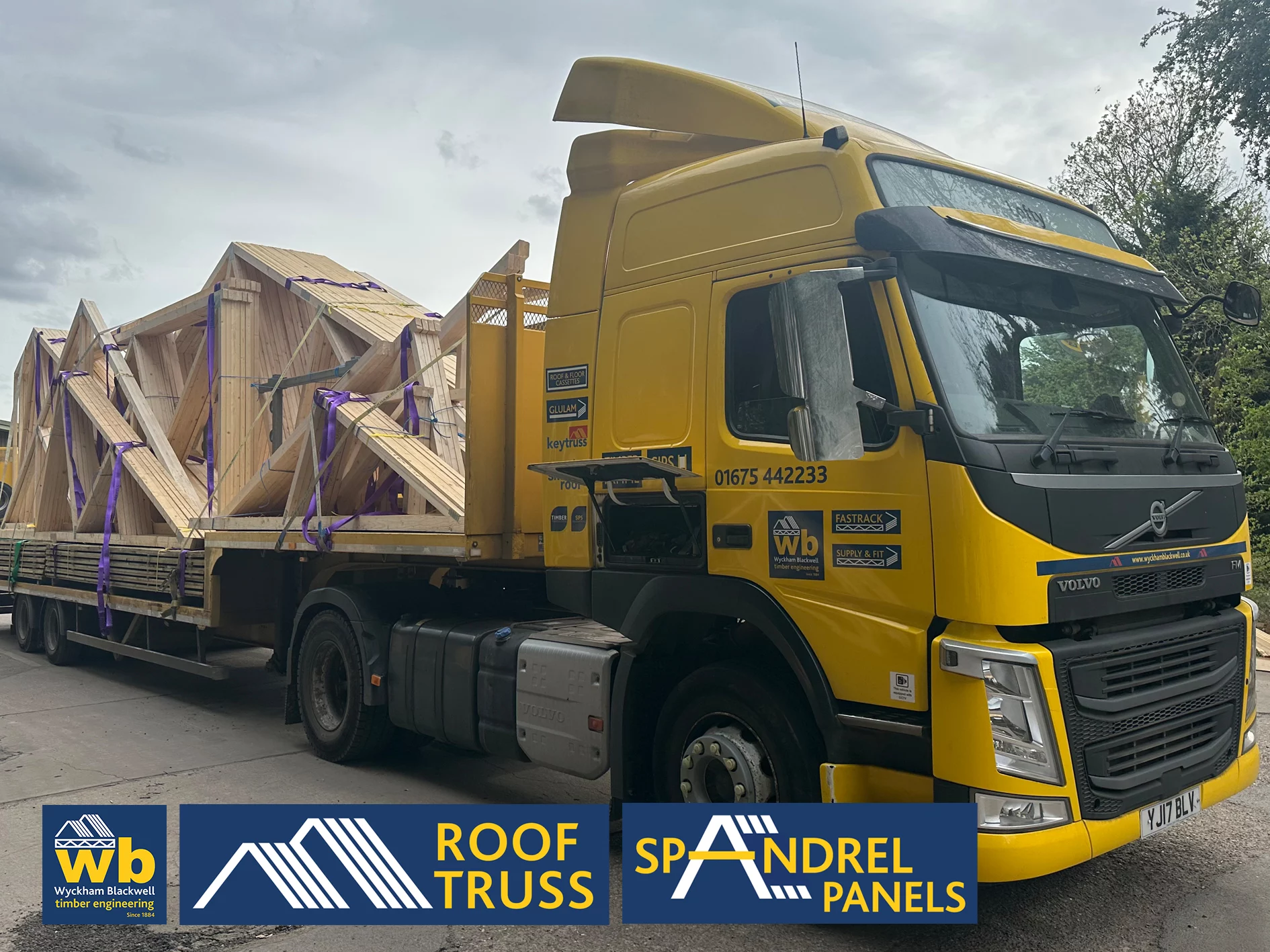Full Load of 14m Duo Pitch Roof Trusses for a 70 Bedroom Care Home in Worksop all ready for Delivery 100% On Time In Full.