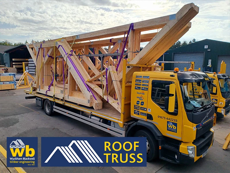 Full load of inverted 13m span Flat Top Attic Trusses for a house redevelopment in Sutton Coldfield.