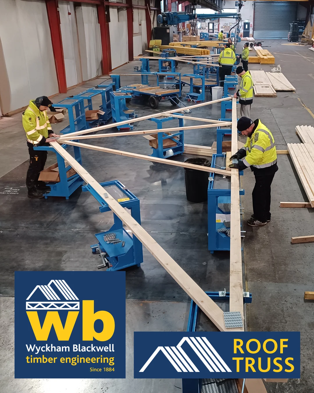Installation completed this week of a new 65m long Roof Truss Pedestal Production Line at Wyckham Blackwell to give increased production capacity for Roof Trusses in 2026.