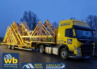 A Wyckham Blackwell lorry with Roof Trusses ready for delivery.