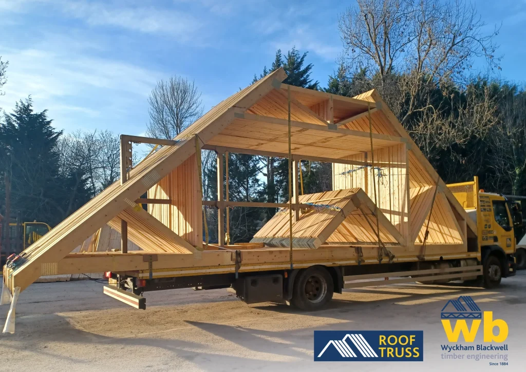 Timber Roof Trusses on a Wyckham Blackwell lorry