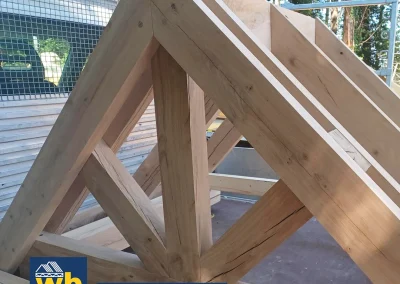 Timber porch on a Wyckham Blackwell flatbead lorry.